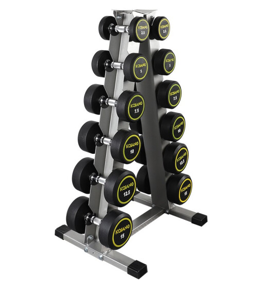 康强商用包胶哑铃固定哑铃健身房专用 6付哑铃组（含哑铃、哑铃架）